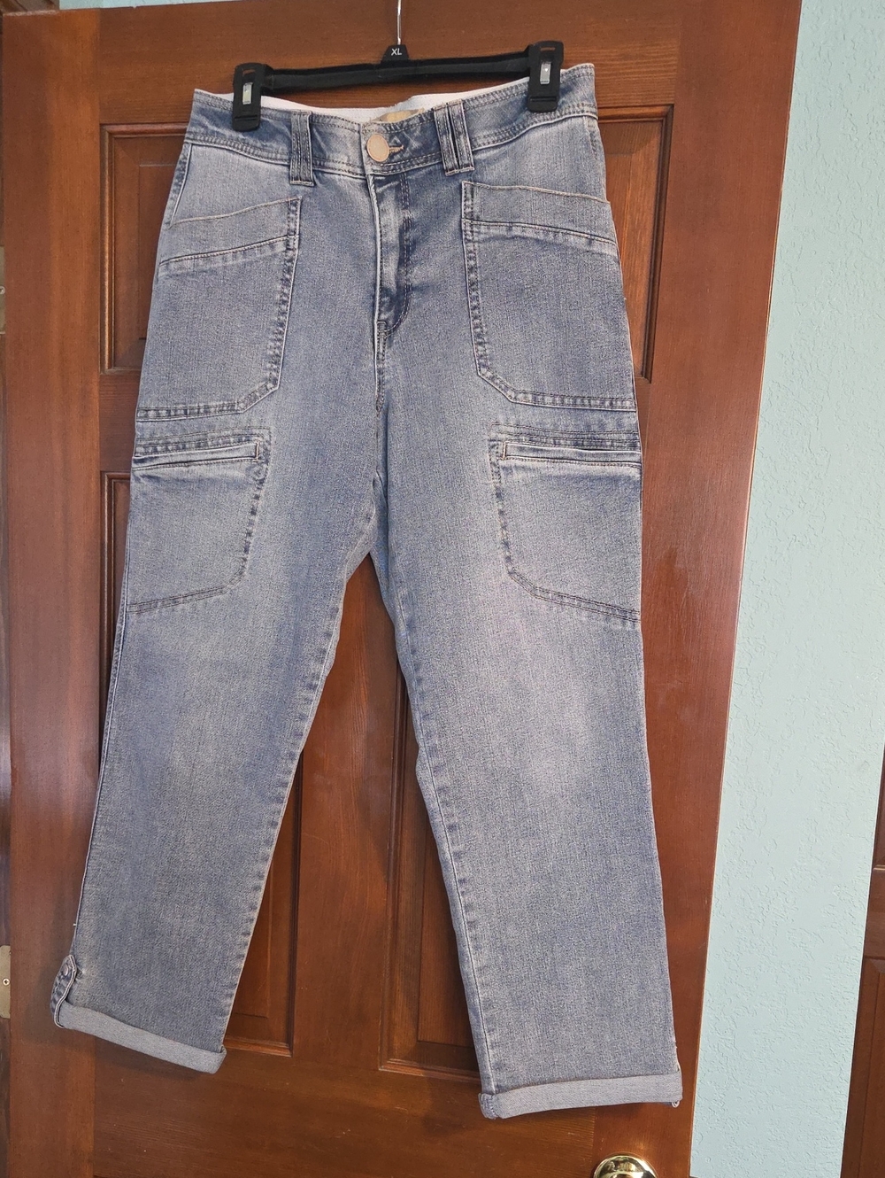 Democracy Light Blue Boyfriend Jeans with Patch Pockets